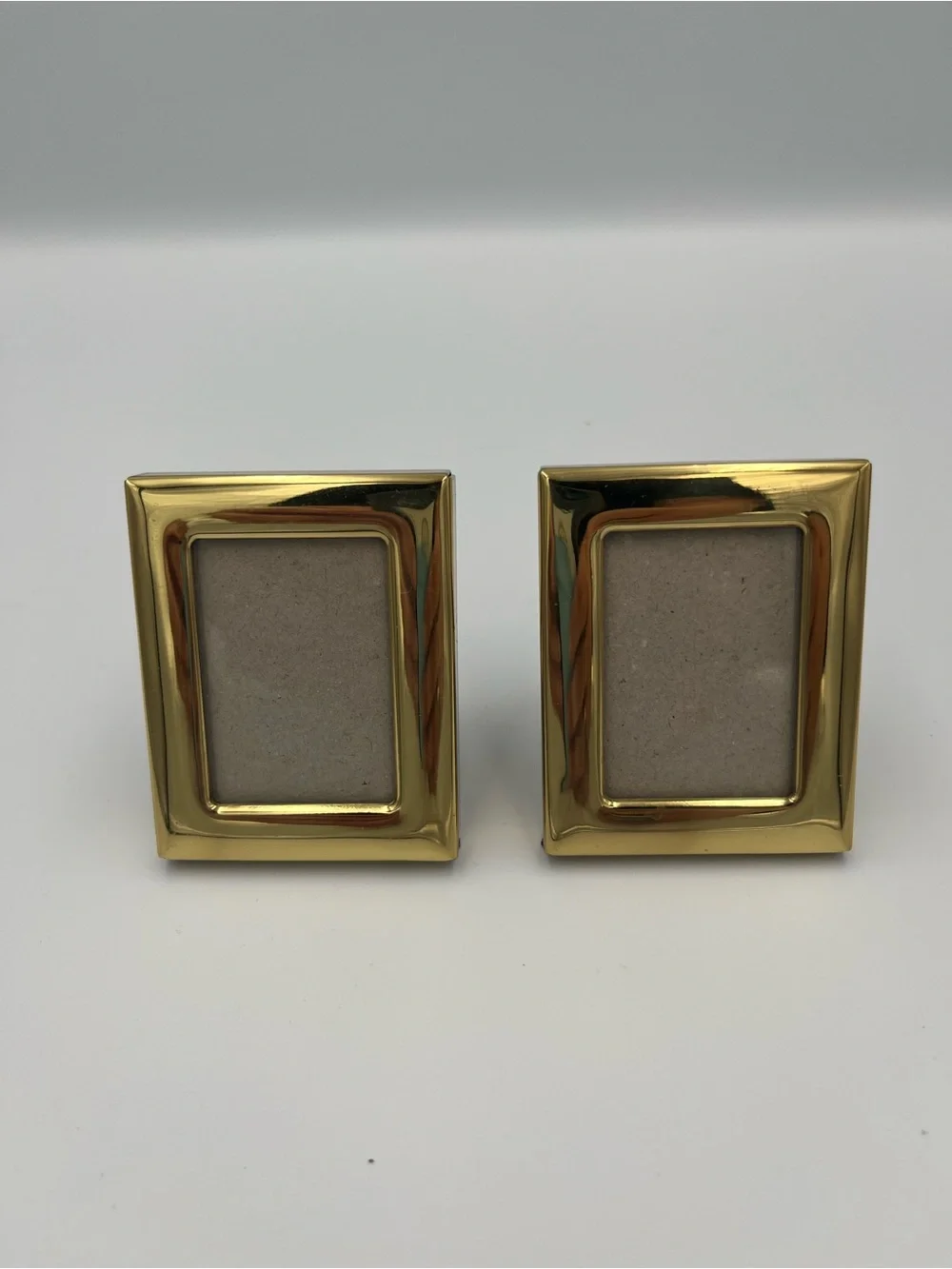Two Vintage Solid Brass Picture Frames 2.5” Tall and 2” Wide